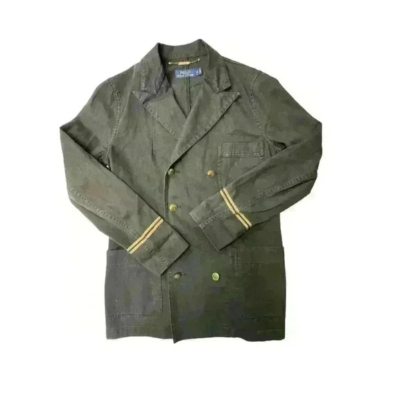 POLO by Ralph Lauren Black Cotton/Linen Military Jacket Coat Blazer Size 8 - Picture 10 of 16